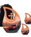 10-inch Car themed Cross Drop design Aluminium Funeral Urn, 