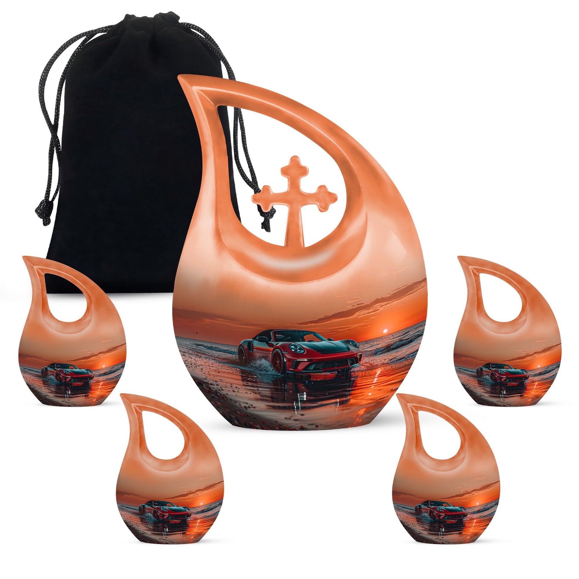 Car Theme Large Urn With 4 Keepsake Urn