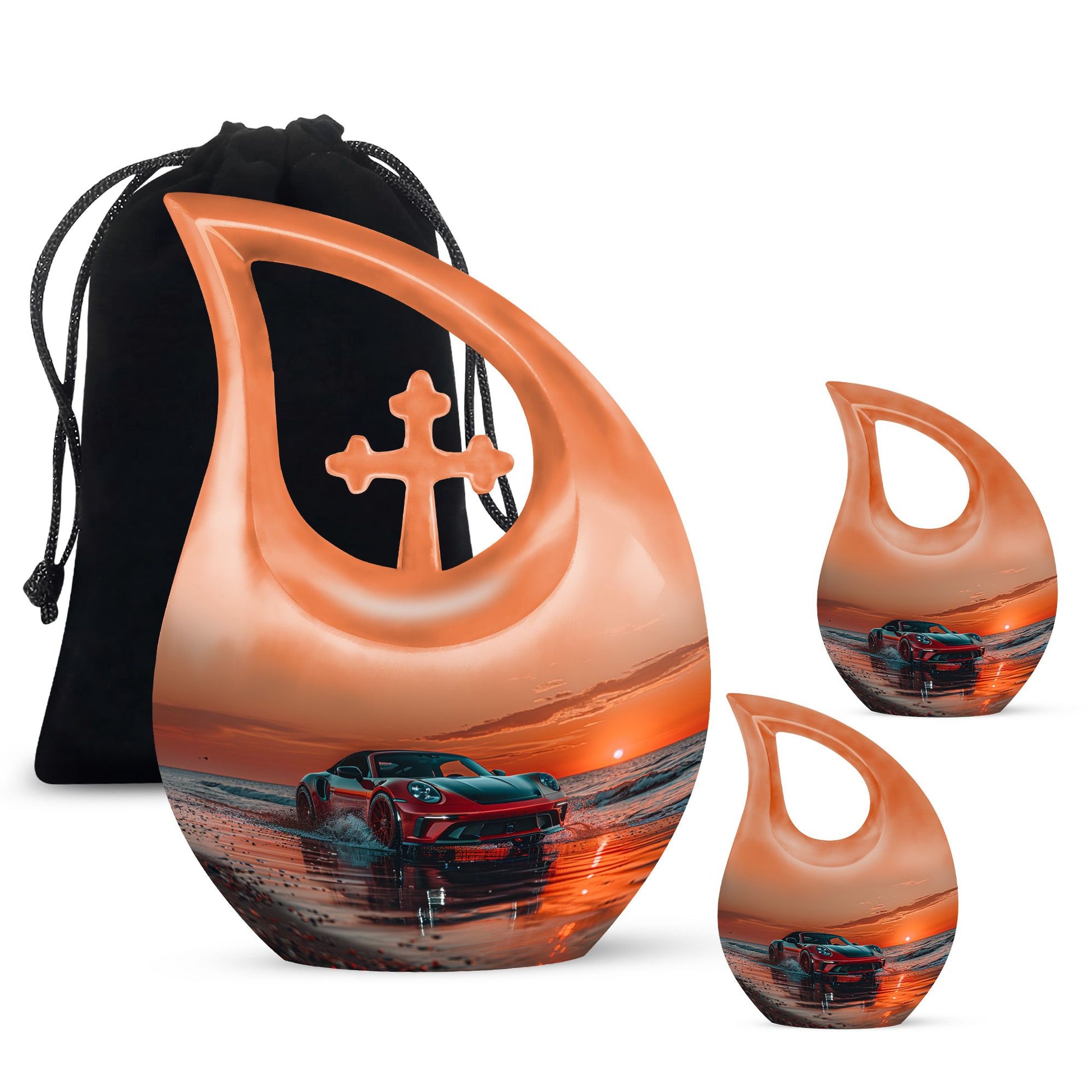 Car Theme Large Urn With 2 Keepsake Urn