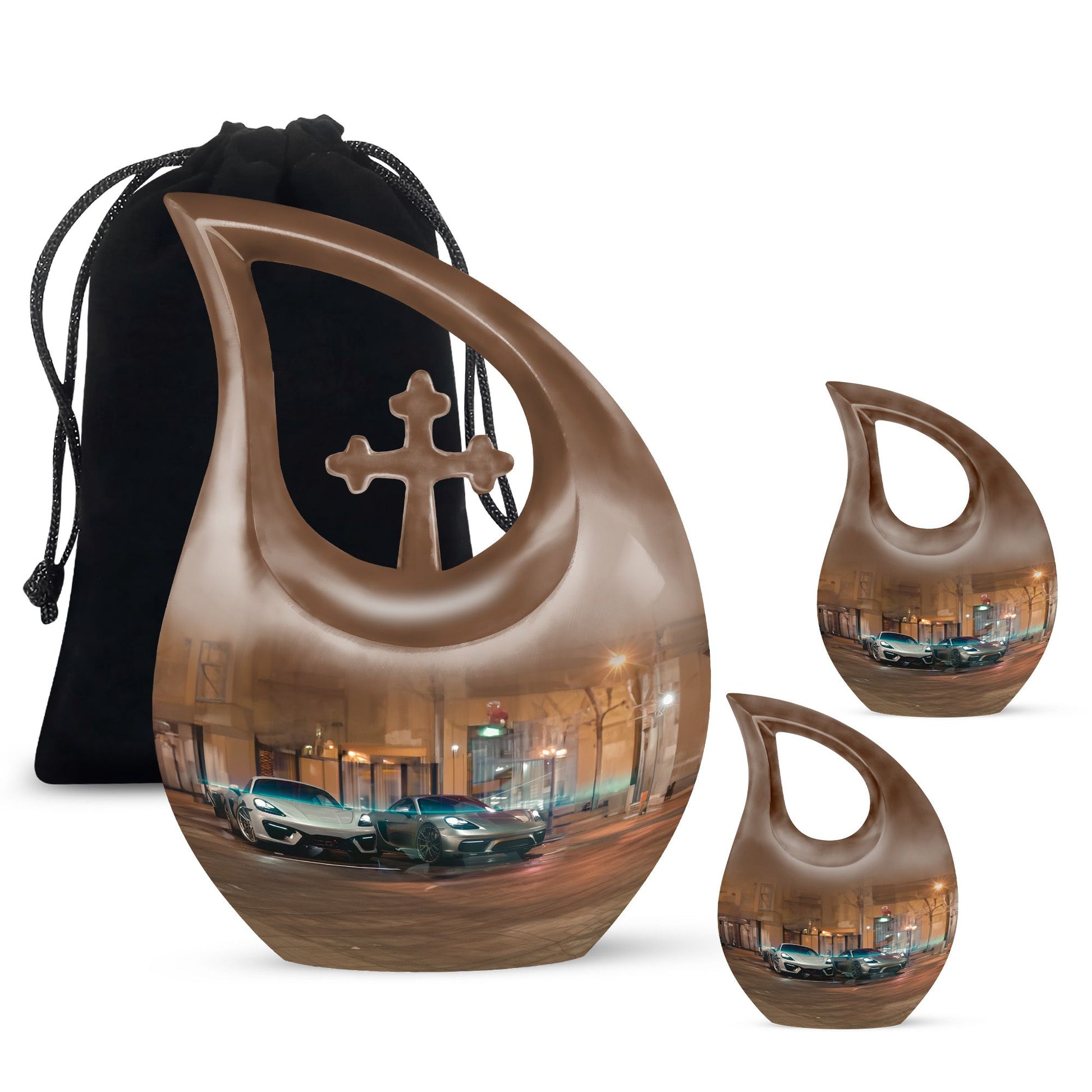 Car Theme Large Urn With 2 Keepsake Urn