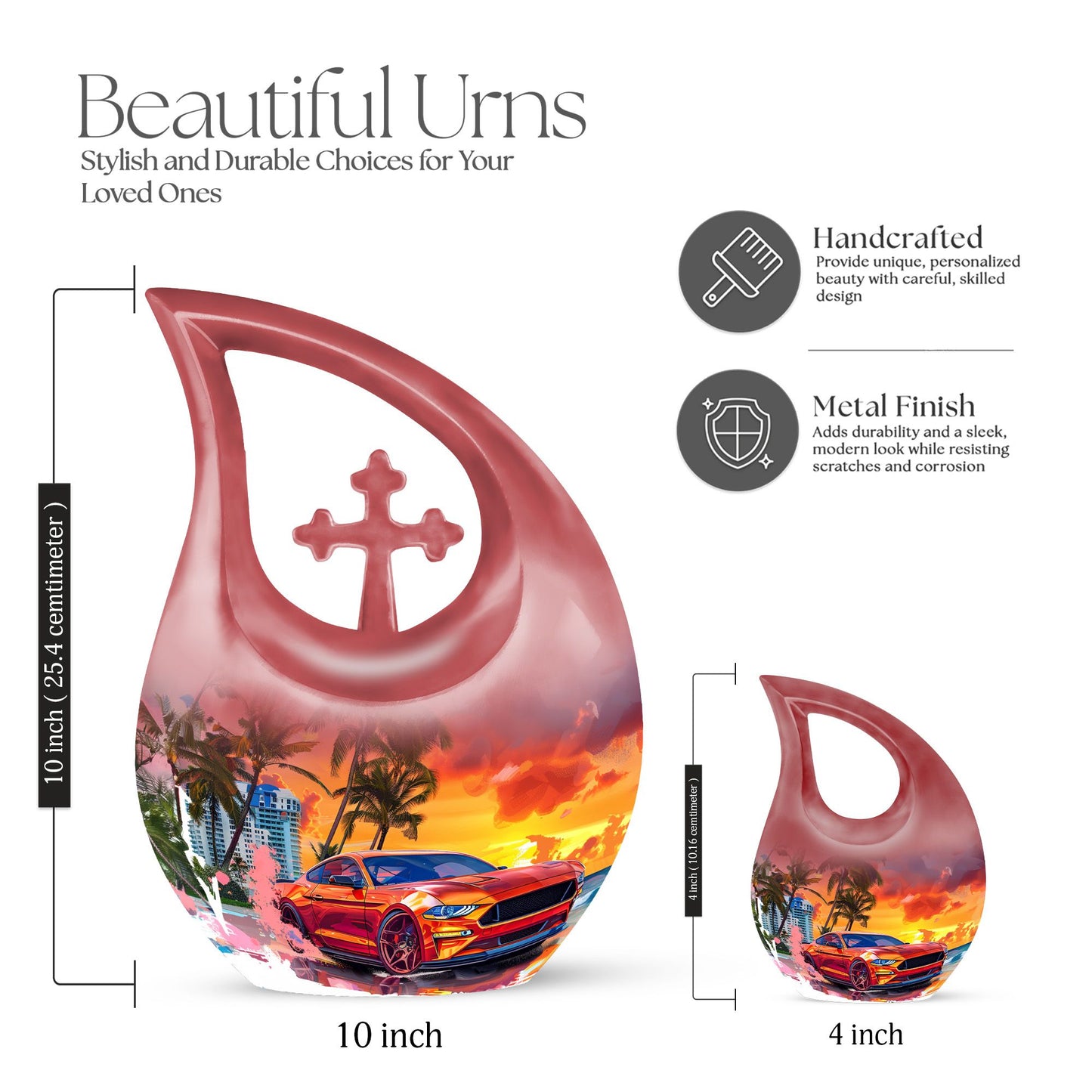 10 inch Car Themed Aluminium Cremation Urn