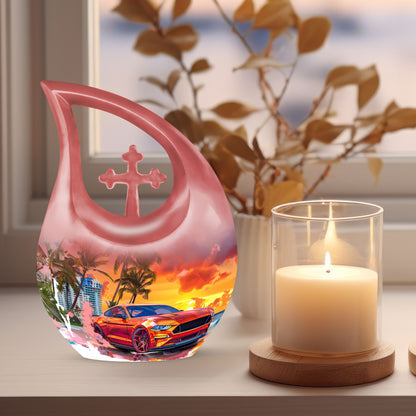 10 inch Car Themed Aluminium Cremation Urn