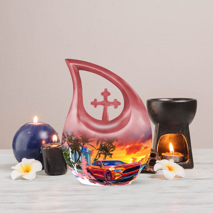 10 inch Car Themed Aluminium Cremation Urn