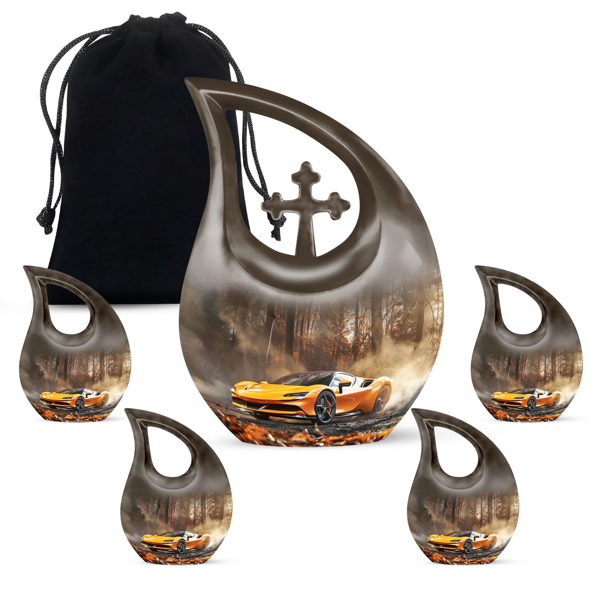 Car Theme Large Urn With 4 Keepsake Urn