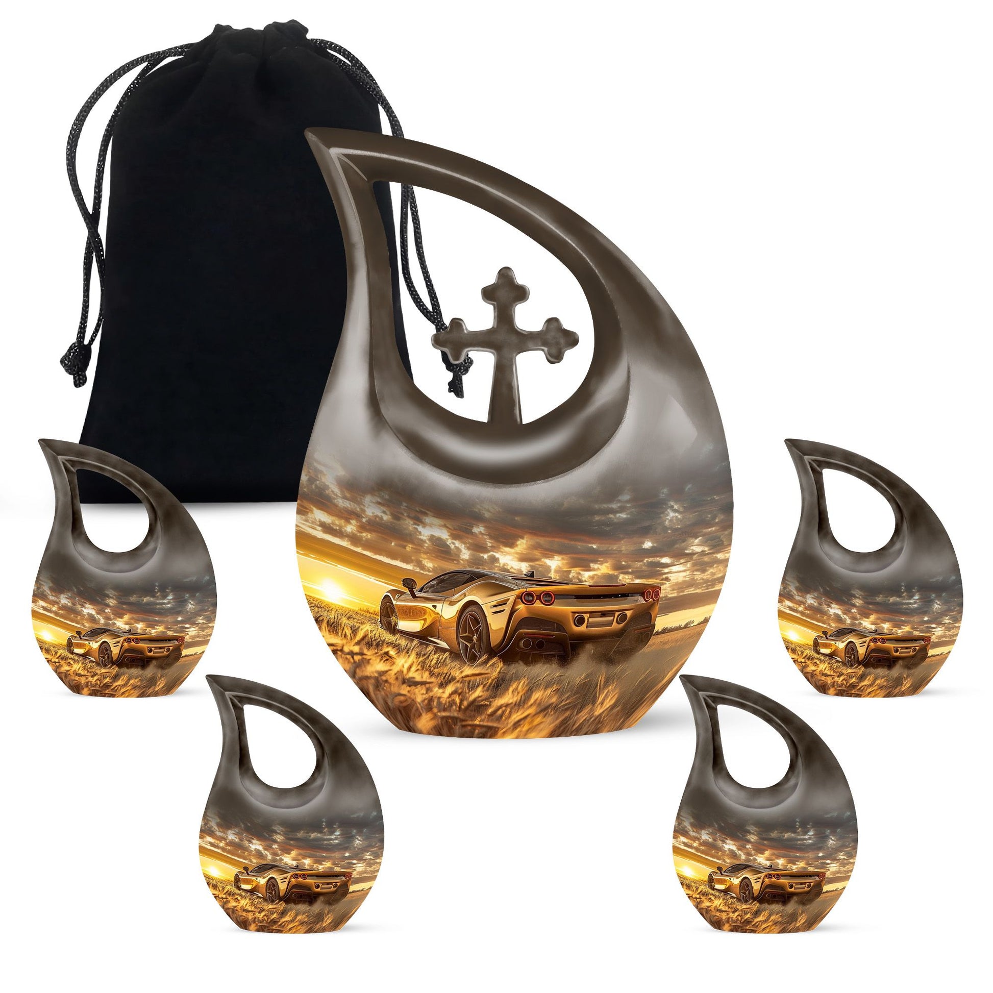 Car Theme Large Urn With 4 Keepsake Urn