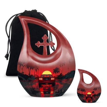 Car Theme Large Urn With 1 Keepsake Urn