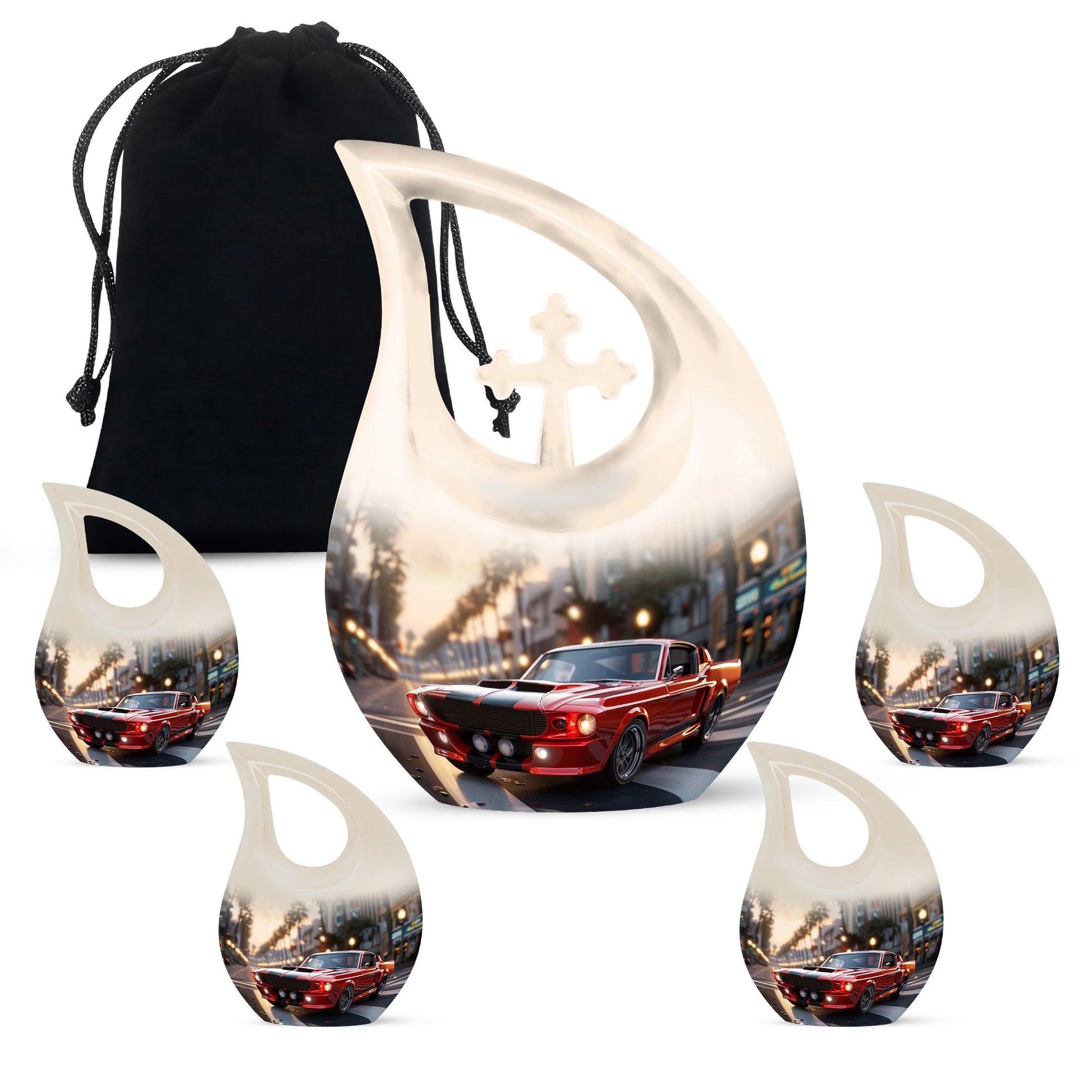 Car Theme Large Urn With 4 Keepsake Urn
