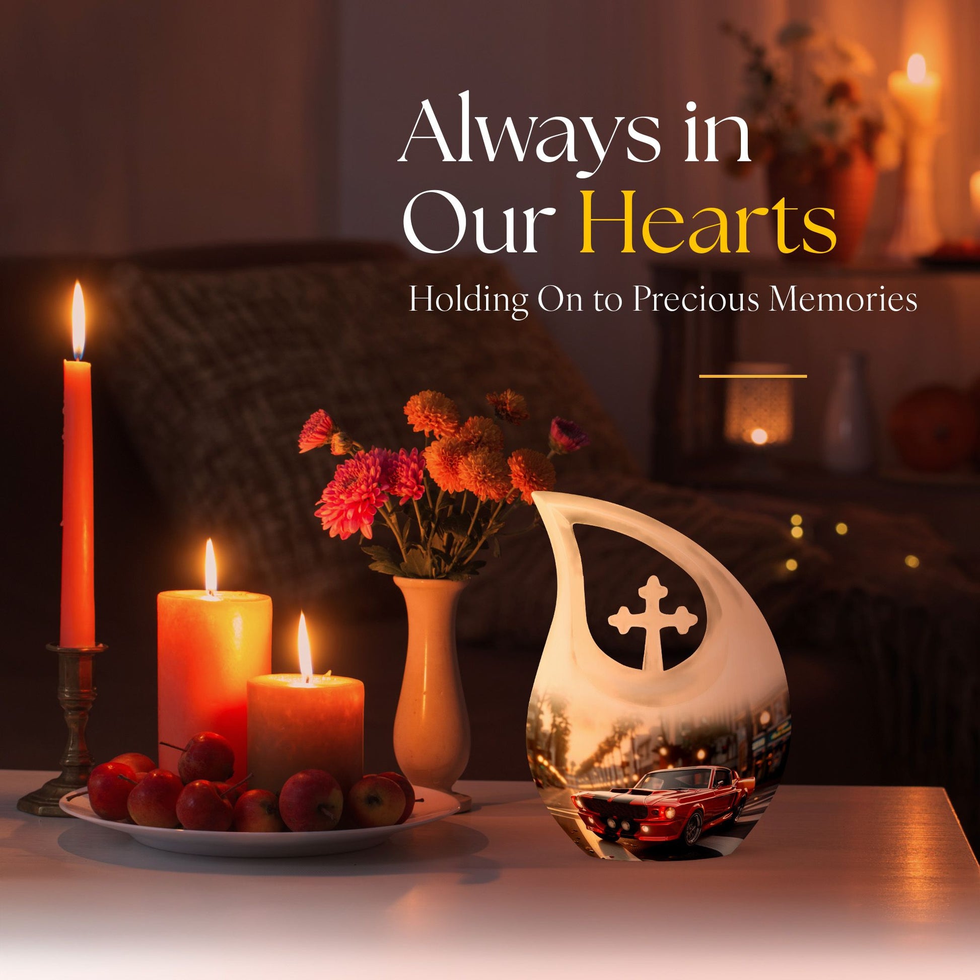 10 inch Car Themed Cross Drop Design Large Urn