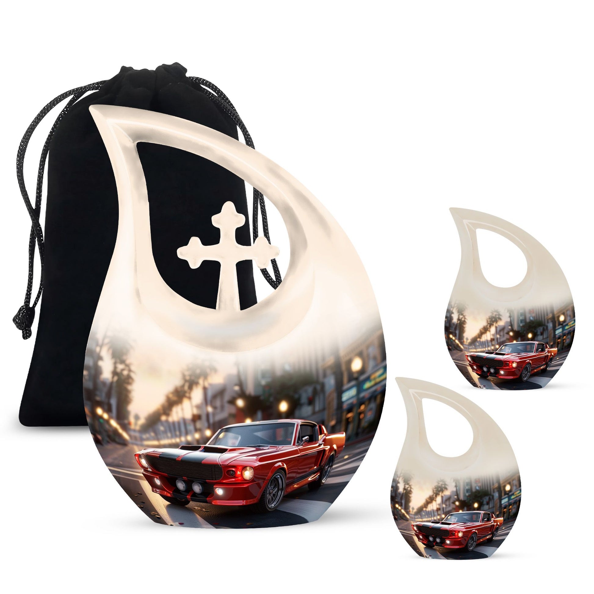 10 inch Car Themed Cross Drop Design Large Urn