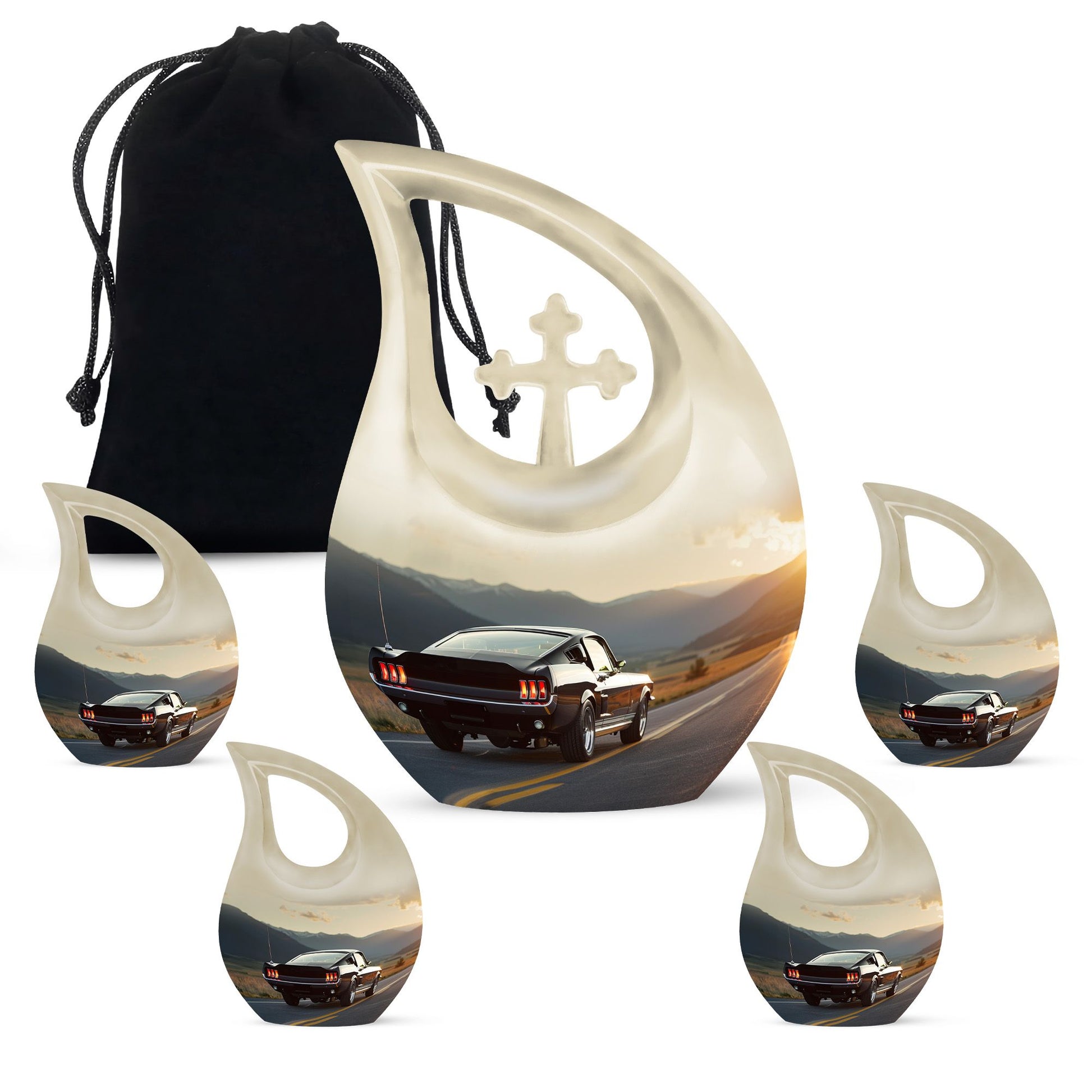 Car Theme Large Urn With 4 Keepsake Urn