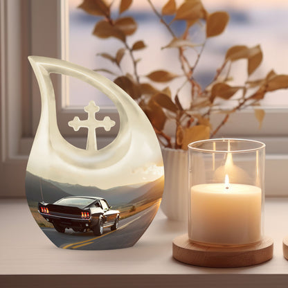 Affordable 10-inch Deer Urn with Cross Drop design
