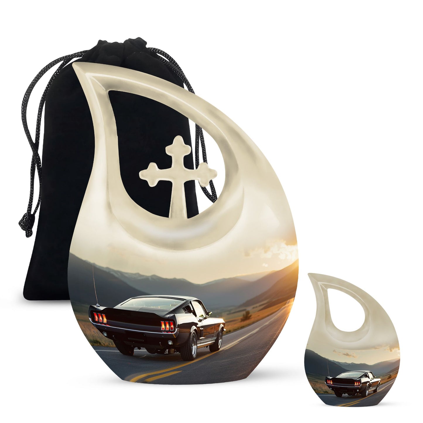Affordable 10-inch Deer Urn with Cross Drop design