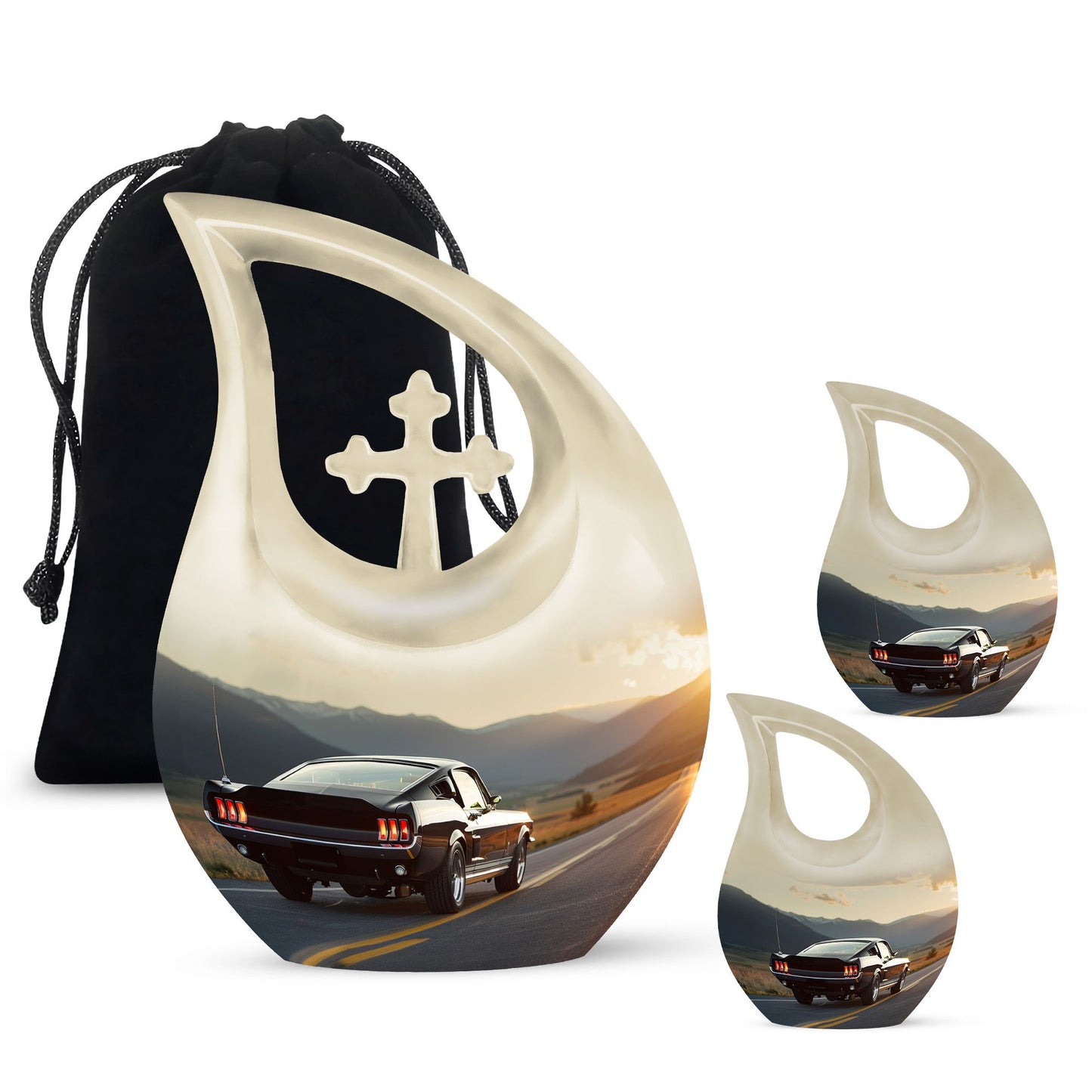 Car Theme Large Urn With 2 Keepsake Urn