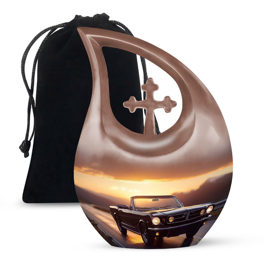 Car-themed 10-inch Cross Drop Large urn, 