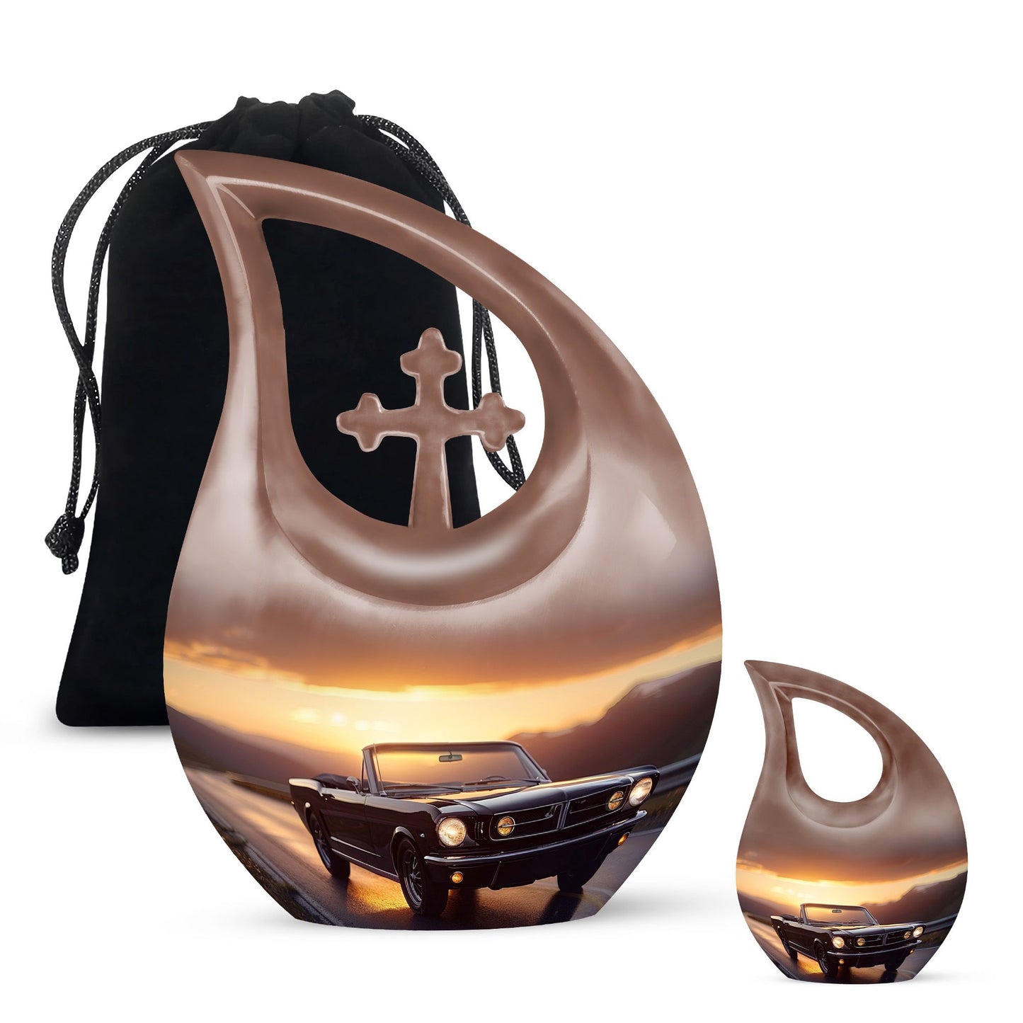 Car-themed 10-inch Cross Drop Large urn, 
