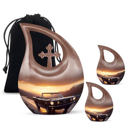 Car-themed 10-inch Cross Drop Large urn, 