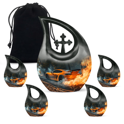 Car Theme Large Urn With 4 Keepsake Urn