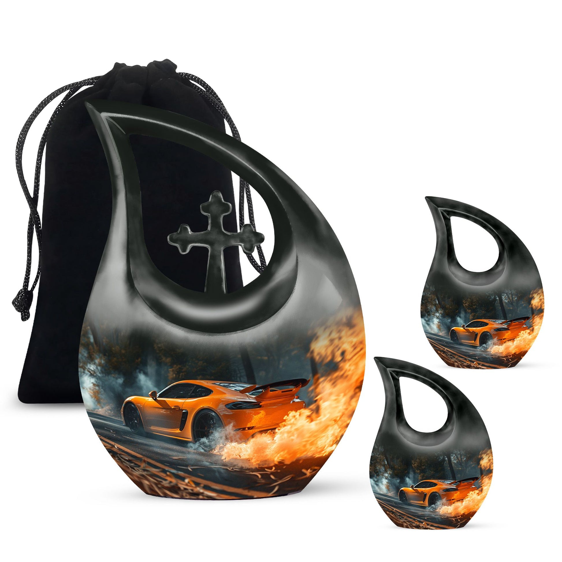 Car Theme Large Urn With 2 Keepsake Urn