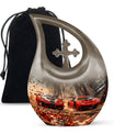 10 inch Cross Drop Car Urn, large aluminium memorial urn