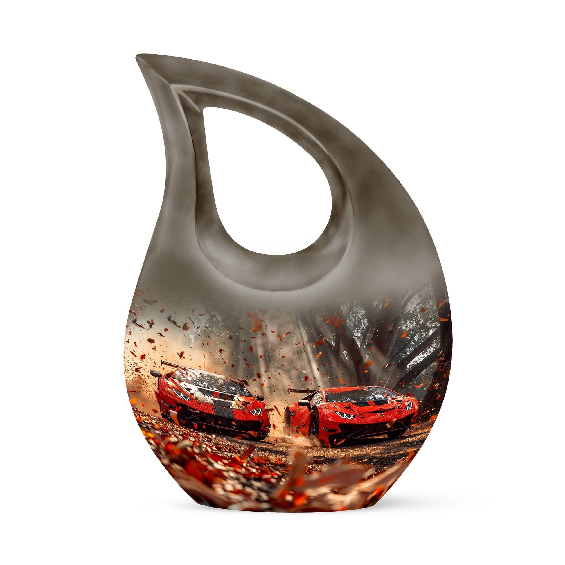 10 inch Cross Drop Car Urn, large aluminium memorial urn