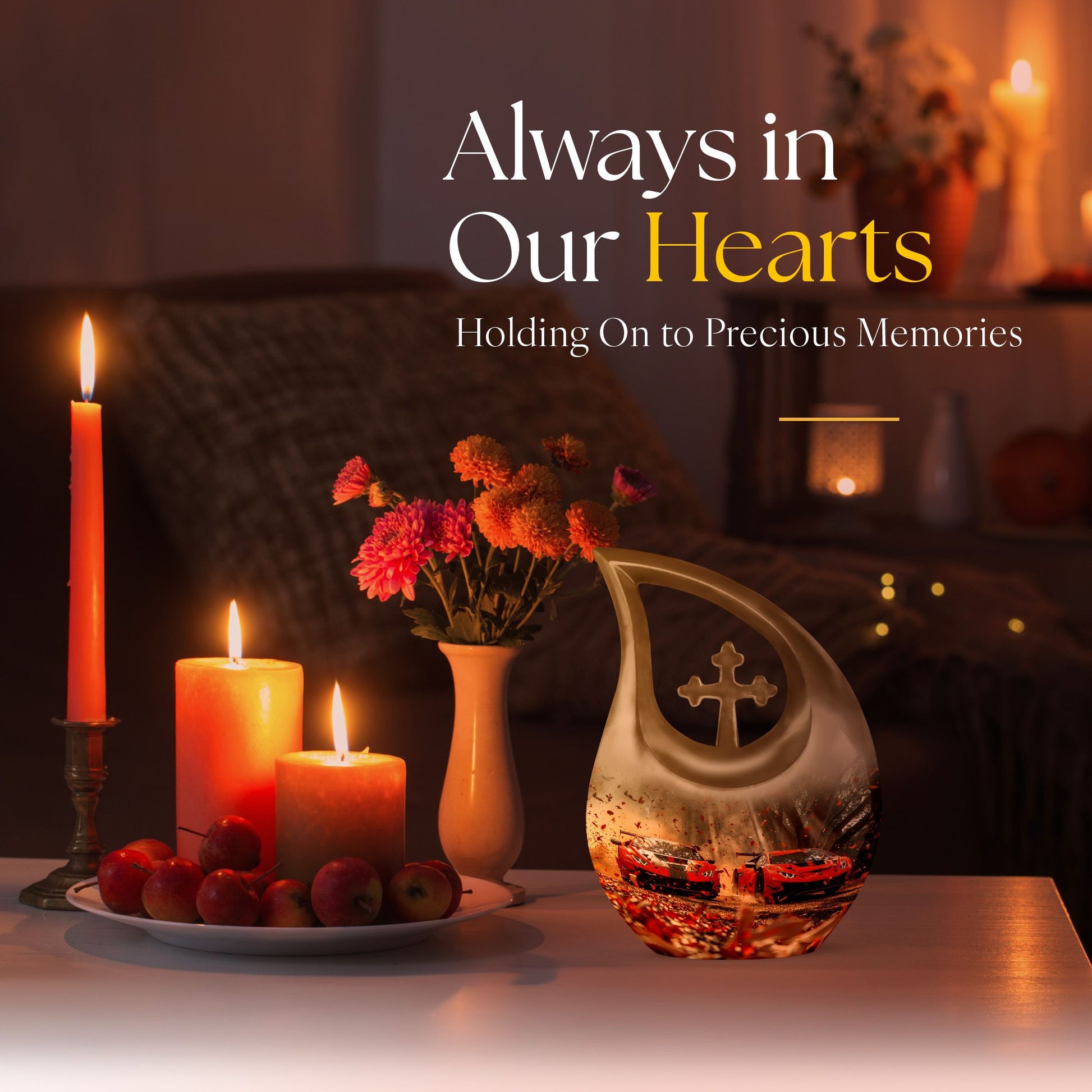 10 inch Cross Drop Car Urn, large aluminium memorial urn