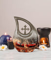 10 inch Cross Drop Car Urn, large aluminium memorial urn