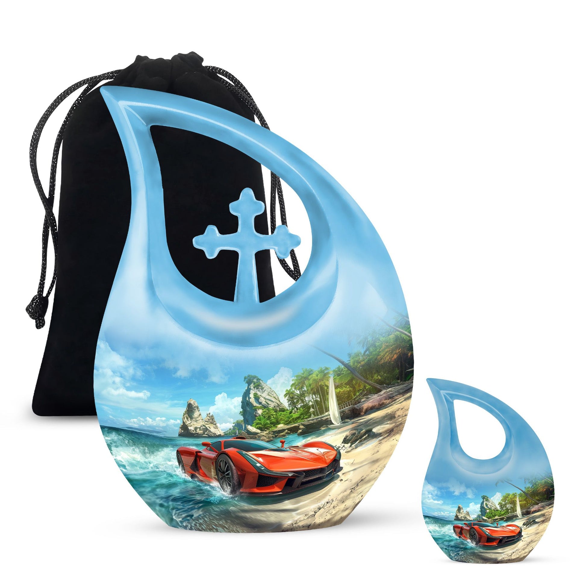 Car Theme Large Urn With 1 Keepsake Urn