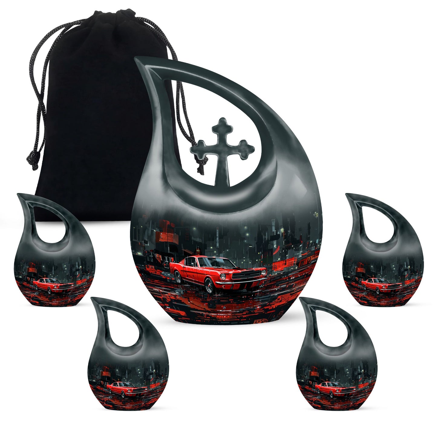 Car Theme Large Urn With 4 Keepsake Urn