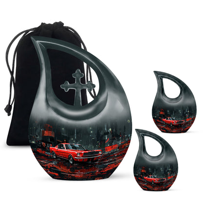 Car Theme Large Urn With 2 Keepsake Urn