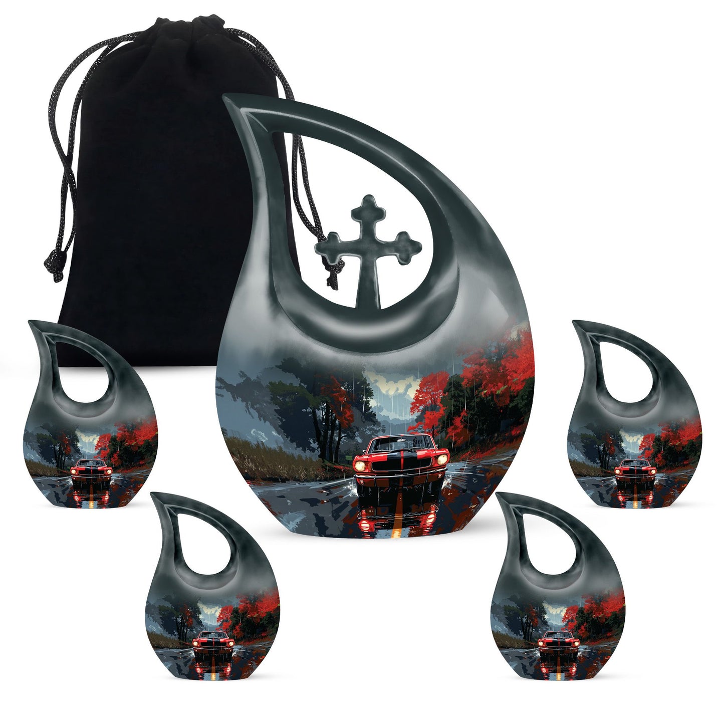 Car Theme Large Urn With 4 Keepsake Urn