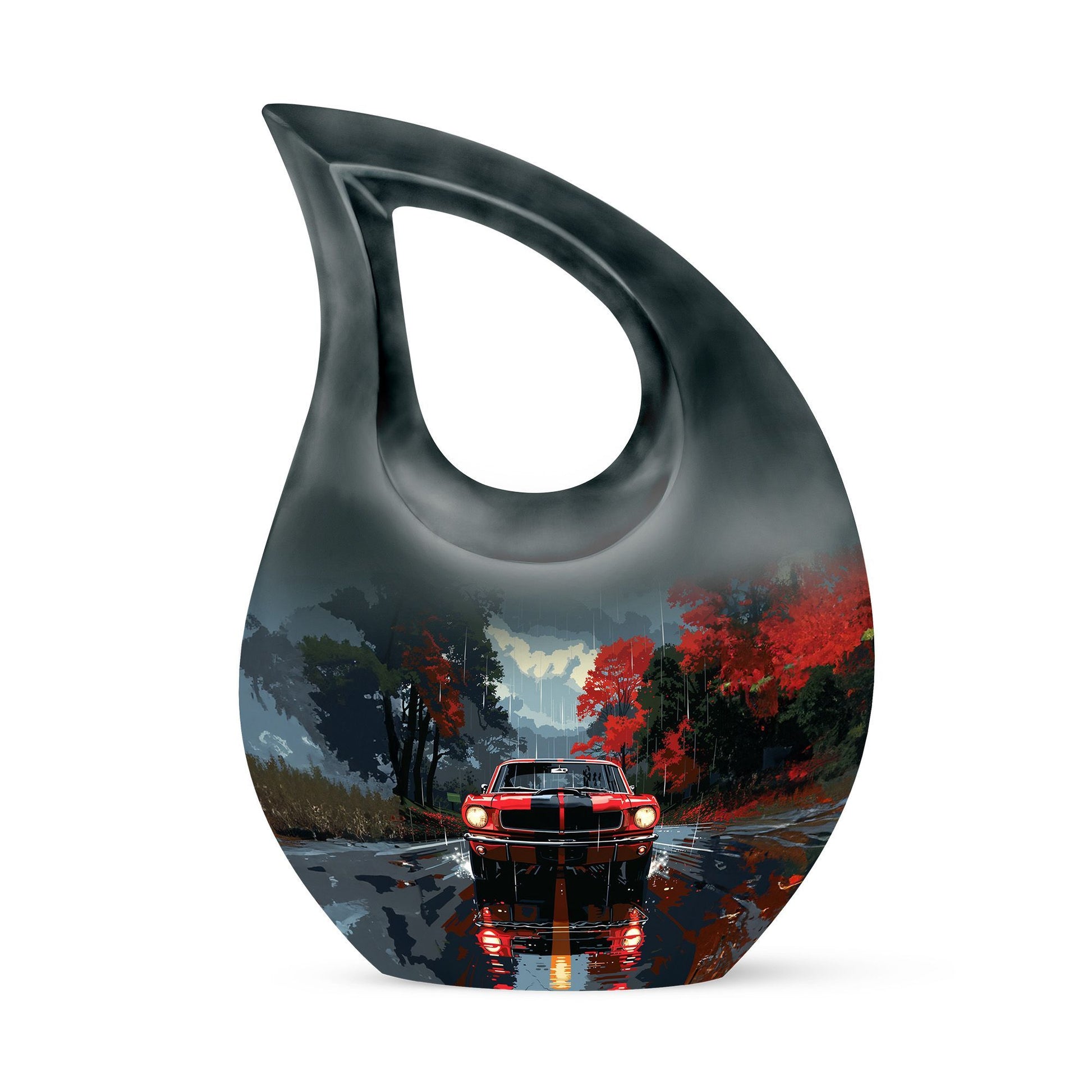 10 Inch Car themed Cross Drop Memorial Urn, 