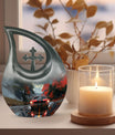 10 Inch Car themed Cross Drop Memorial Urn, 