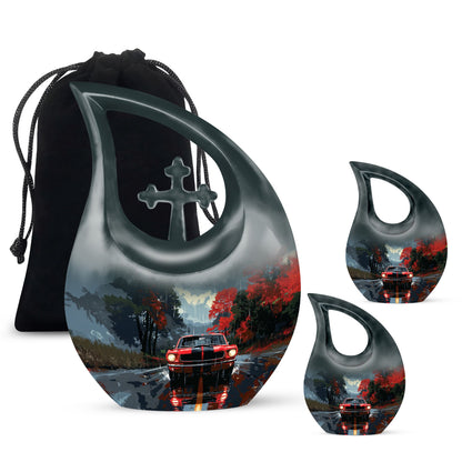 Car Theme Large Urn With 2 Keepsake Urn