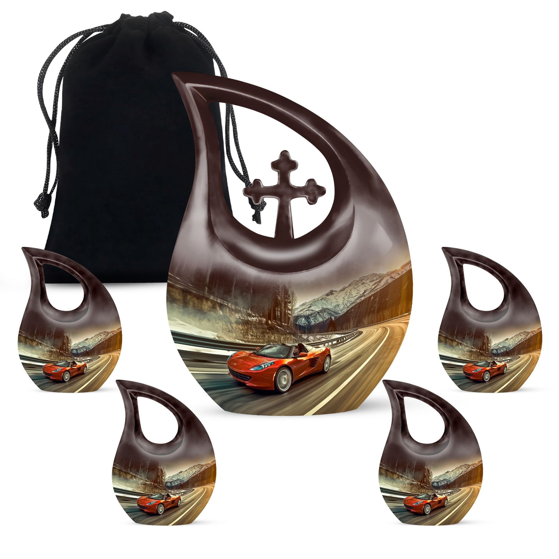 Car Theme Large Urn With 4 Keepsake Urn