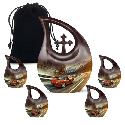 Car Theme Large Urn With 4 Keepsake Urn