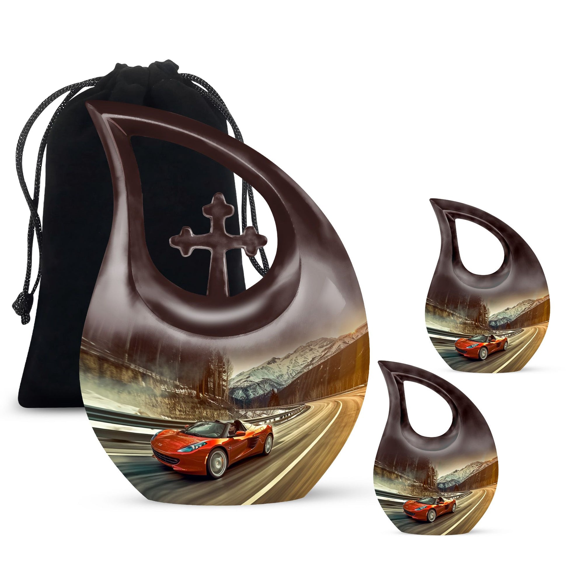 Car Theme Large Urn With 2 Keepsake Urn