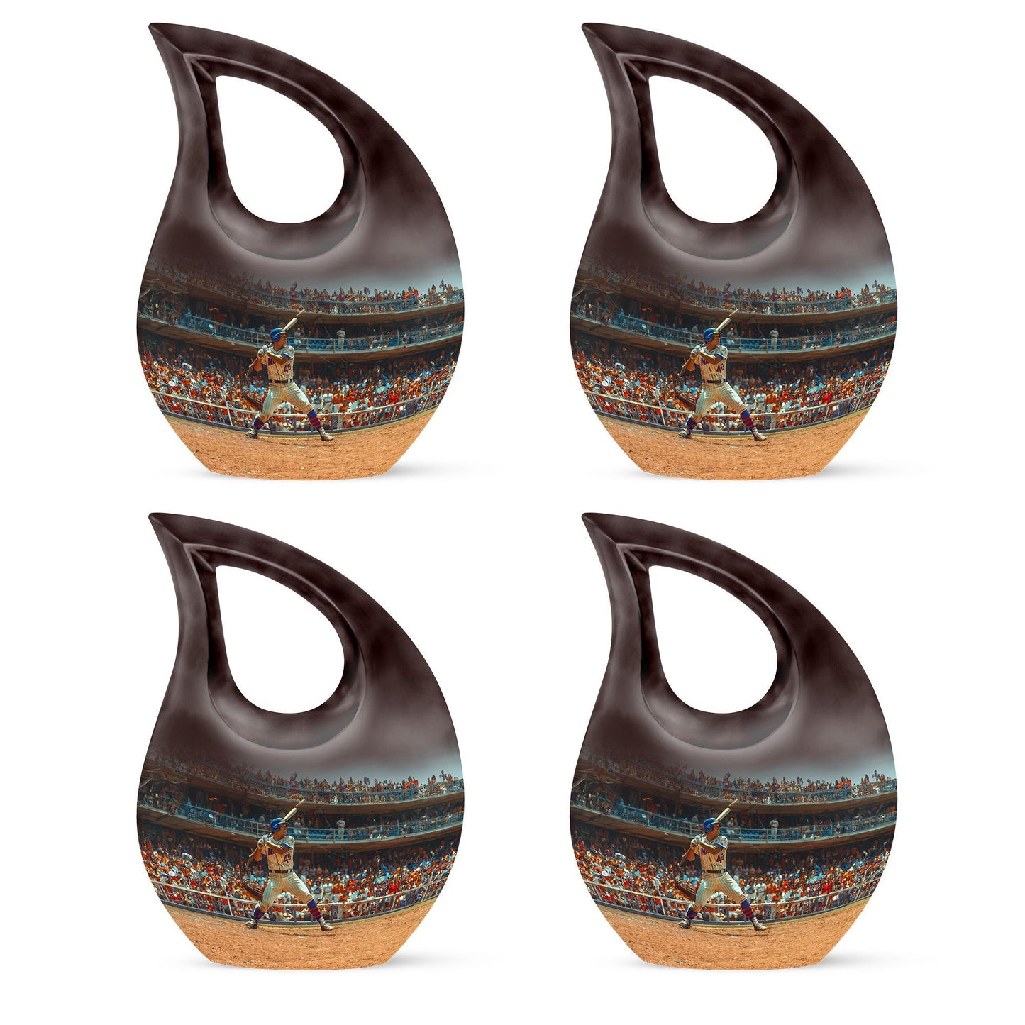 Large baseball-themed urn,