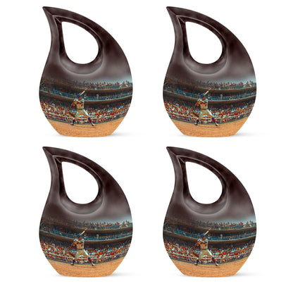 Large baseball-themed urn,