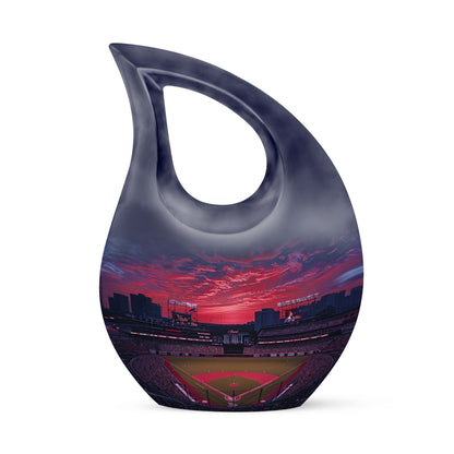 Baseball-themed Cross Drop Baseball Urn 