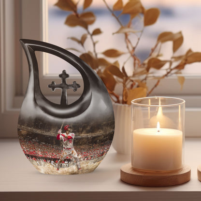10-inch Baseball Urn, Cross Drop design, 