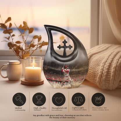 10-inch Baseball Urn, Cross Drop design, 