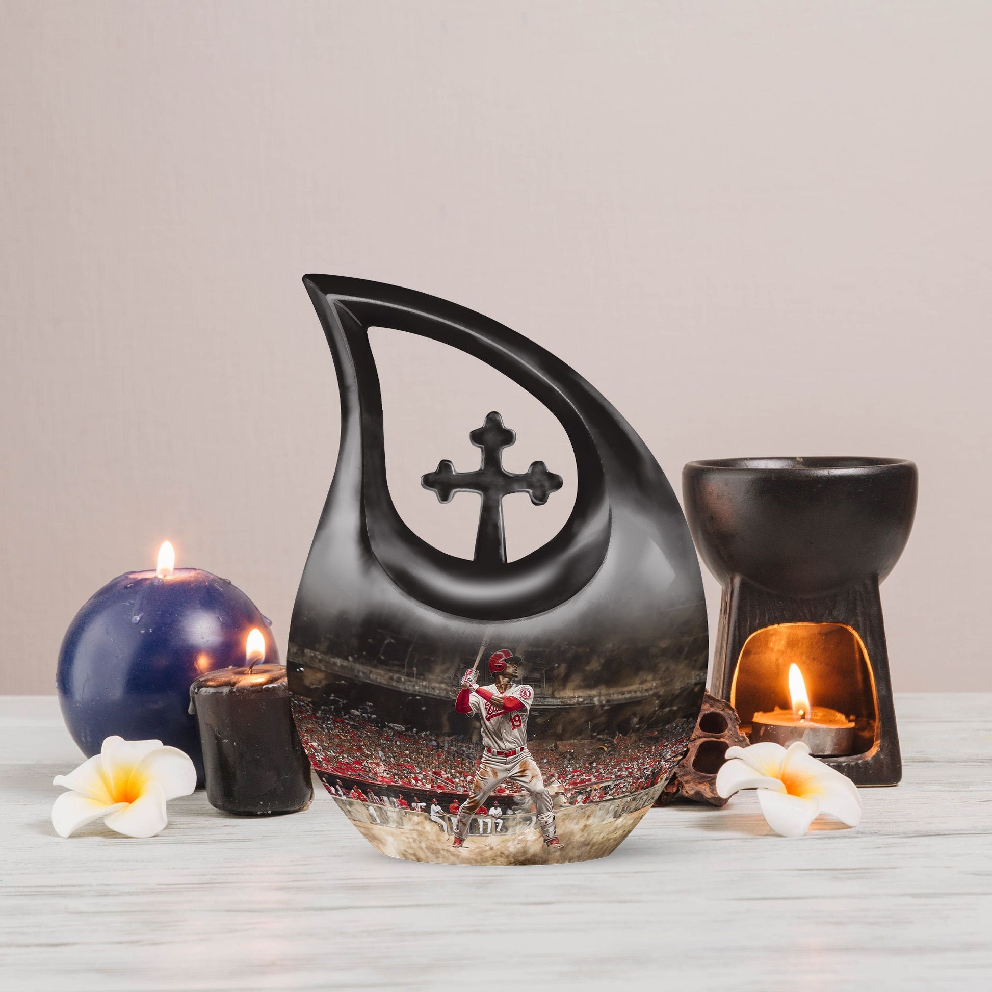 10-inch Baseball Urn, Cross Drop design, 