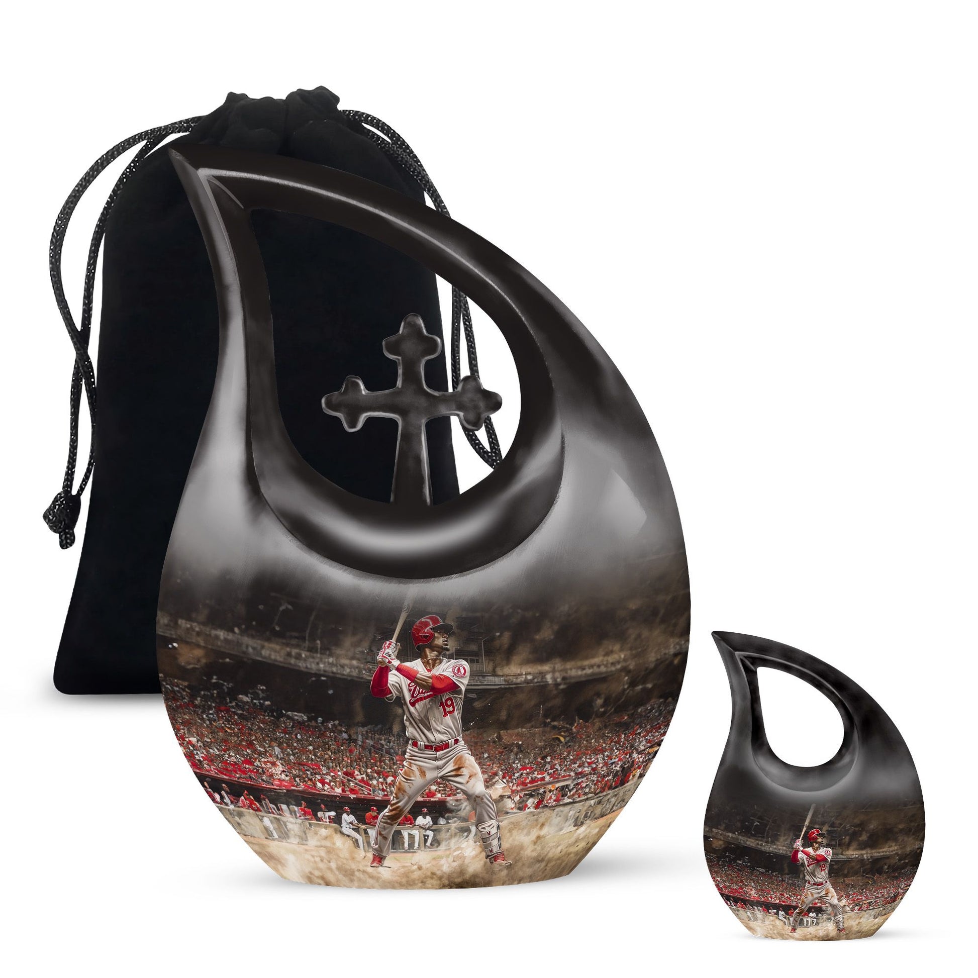 10-inch Baseball Urn, Cross Drop design, 