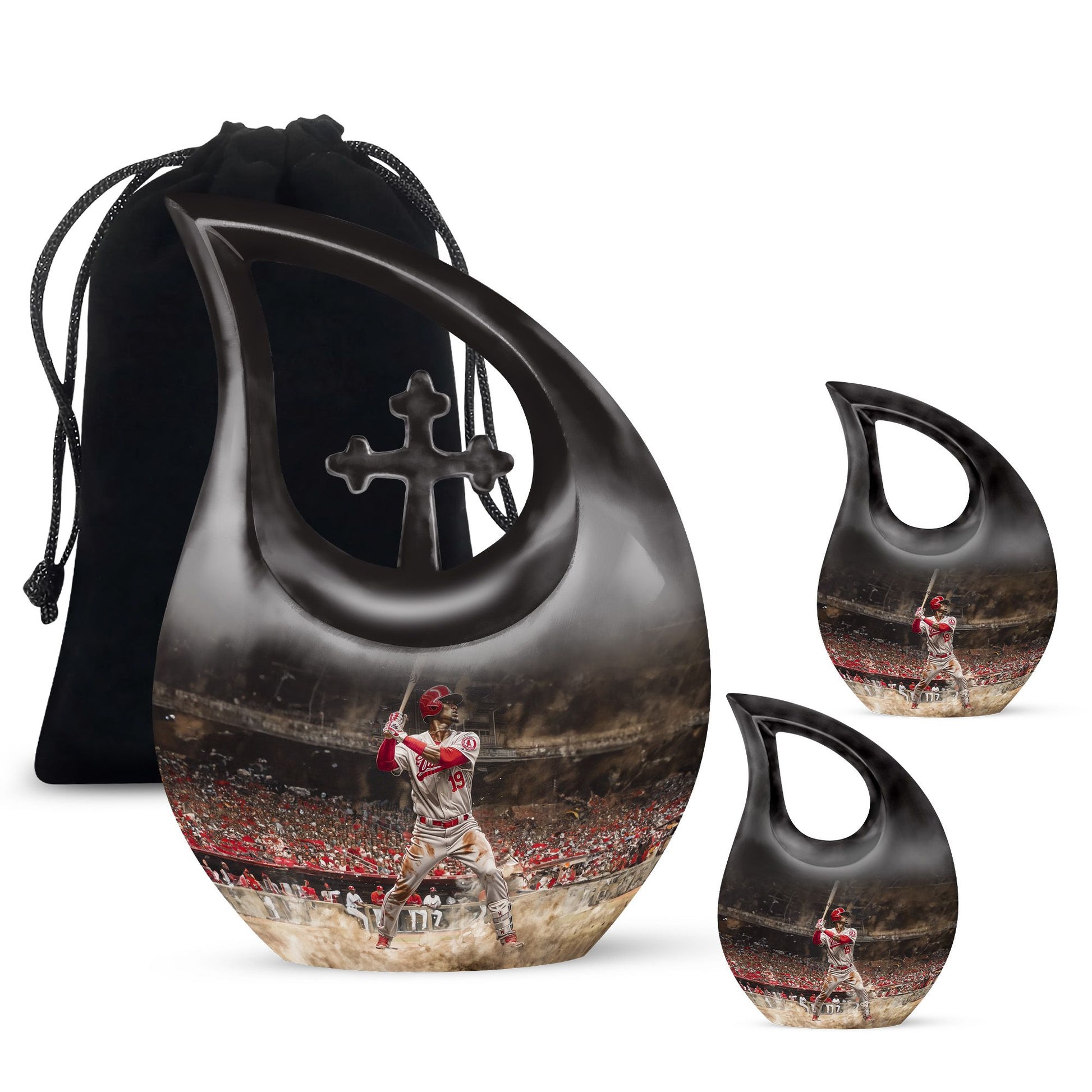 10-inch Baseball Urn, Cross Drop design, 