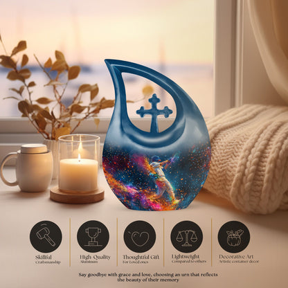 Extra Large 10-Inch Baseball Urn with Cross Drop design 