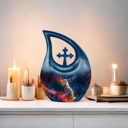 Extra Large 10-Inch Baseball Urn with Cross Drop design 
