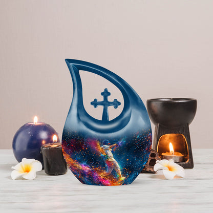 Extra Large 10-Inch Baseball Urn with Cross Drop design 