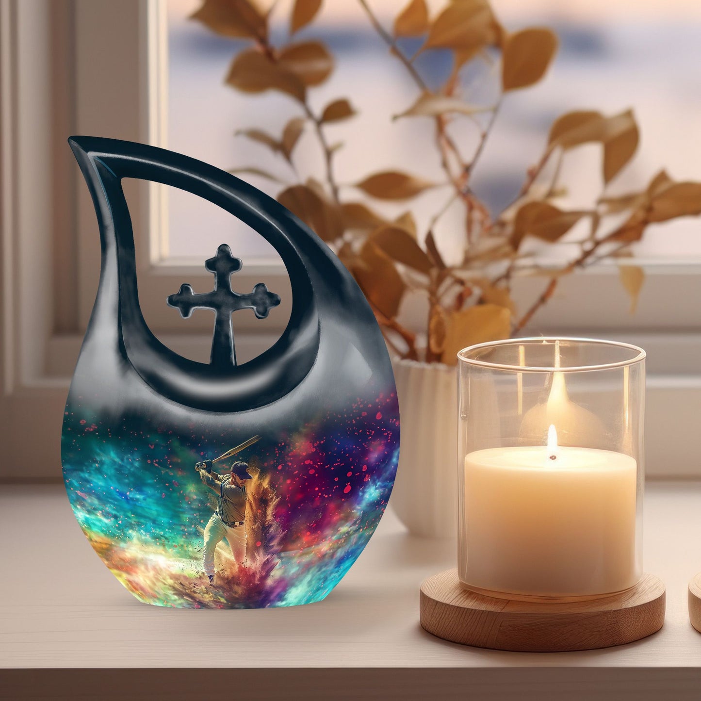10-inch Cross Drop Baseball Urn, Personalized Aluminium urn 