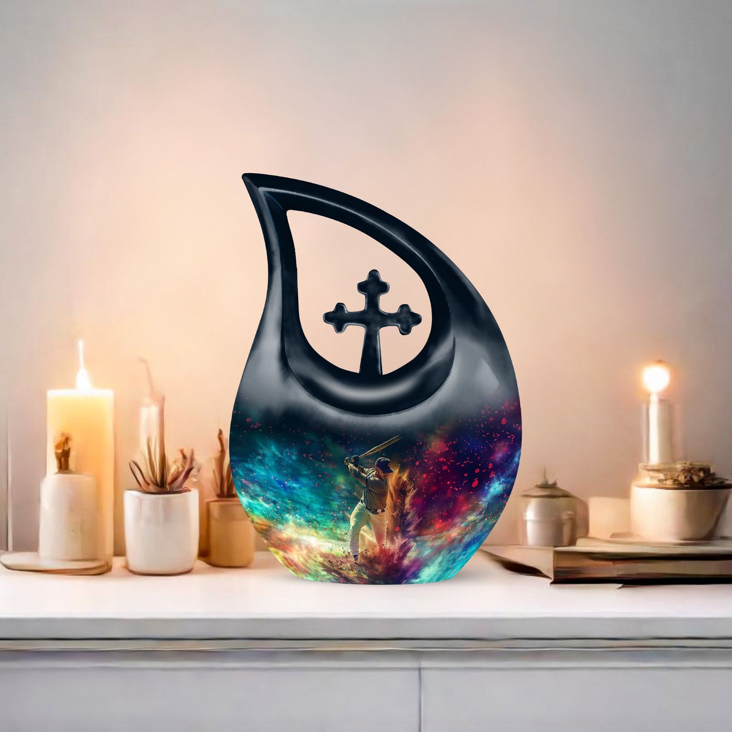 10-inch Cross Drop Baseball Urn, Personalized Aluminium urn 