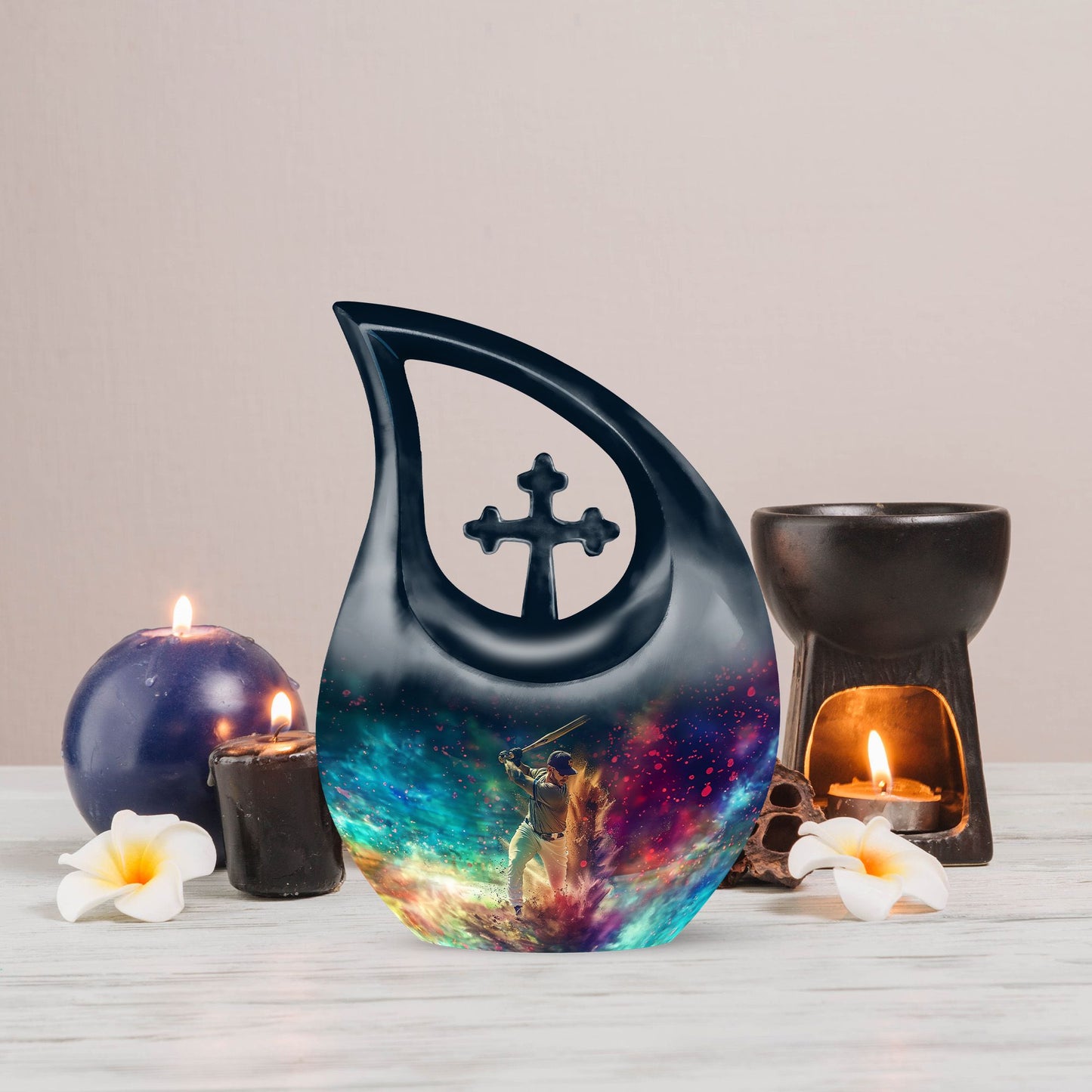 10-inch Cross Drop Baseball Urn, Personalized Aluminium urn 